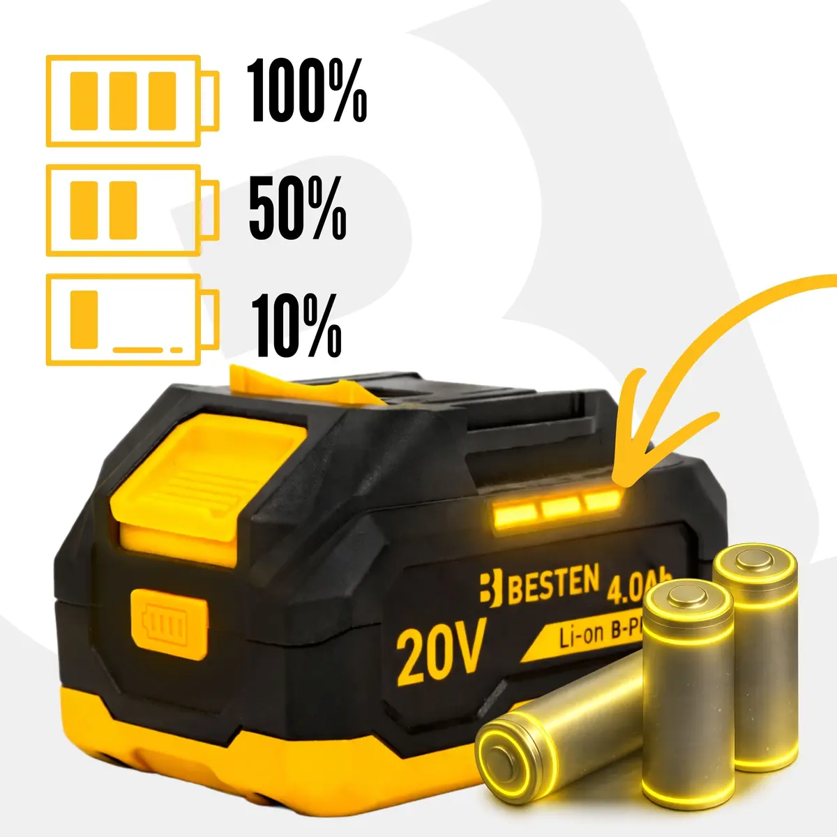 Akumulator BESTEN B-PRO 20V 4000 mAh wskaźnik LED naładowania